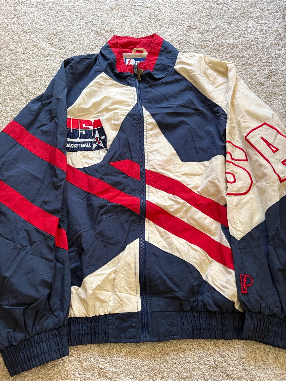 USA Basketball Colorblock Lightweight Jacket - Navy, Red & White